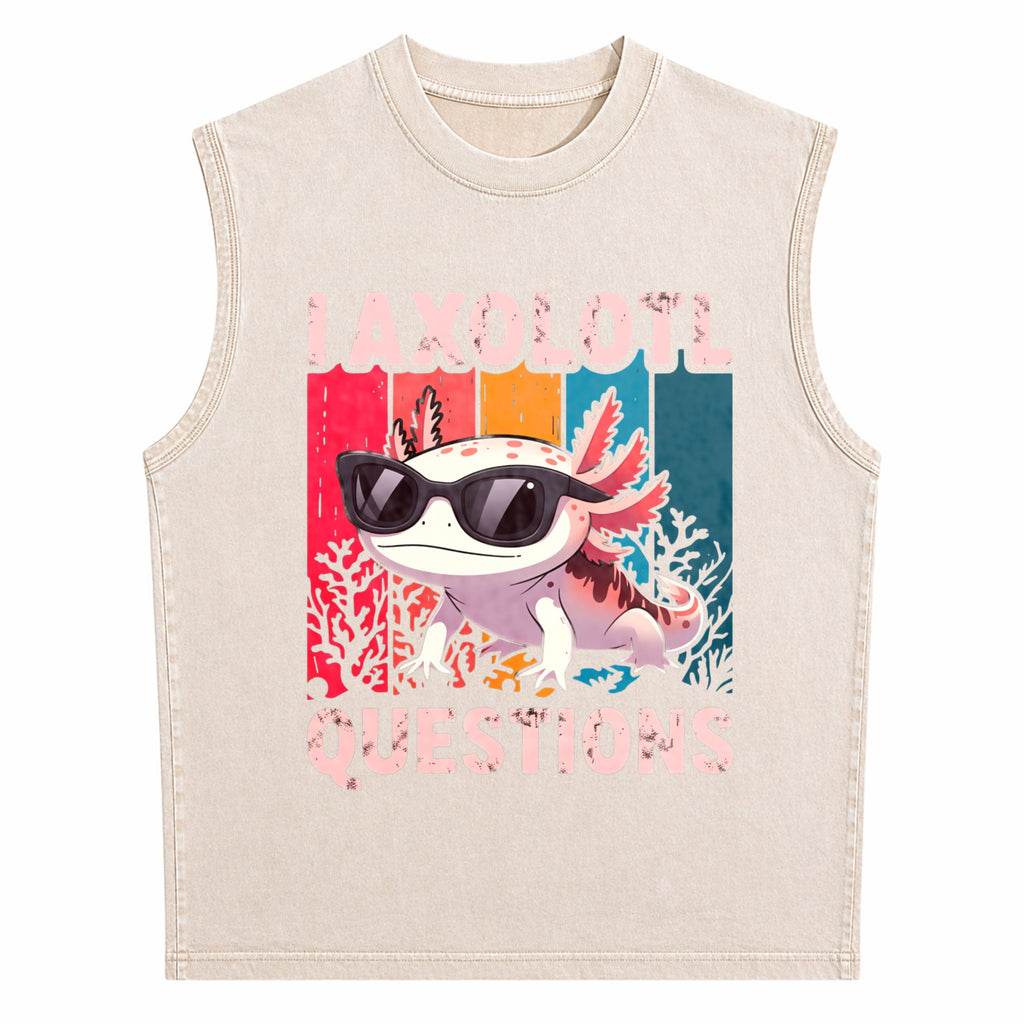 I Axolotl Questions - Fun With Bold Colorful Men's Washed Tank Top