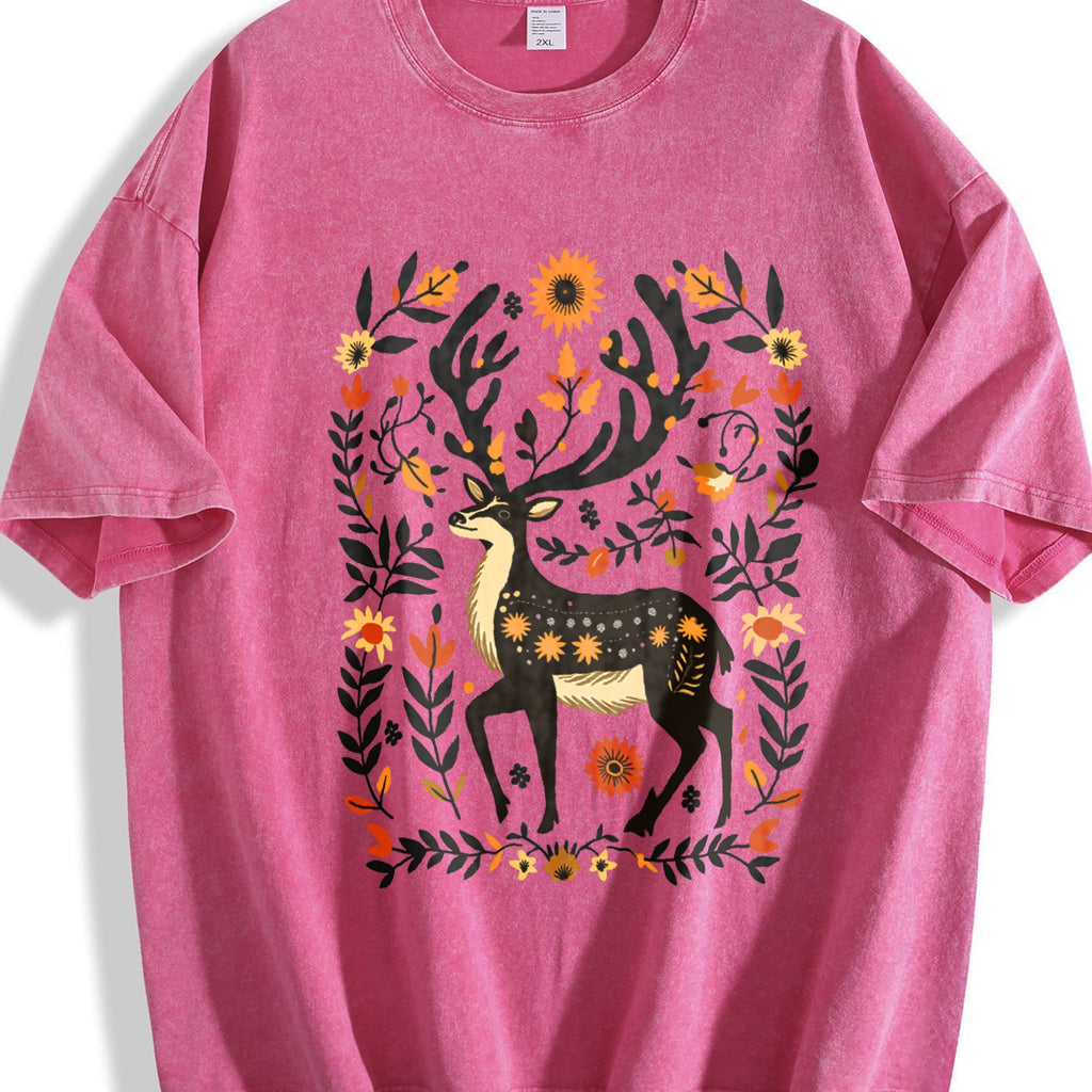 Summer A Bohemian- Floral Moose Vintage Washed T-Shirt product image 7