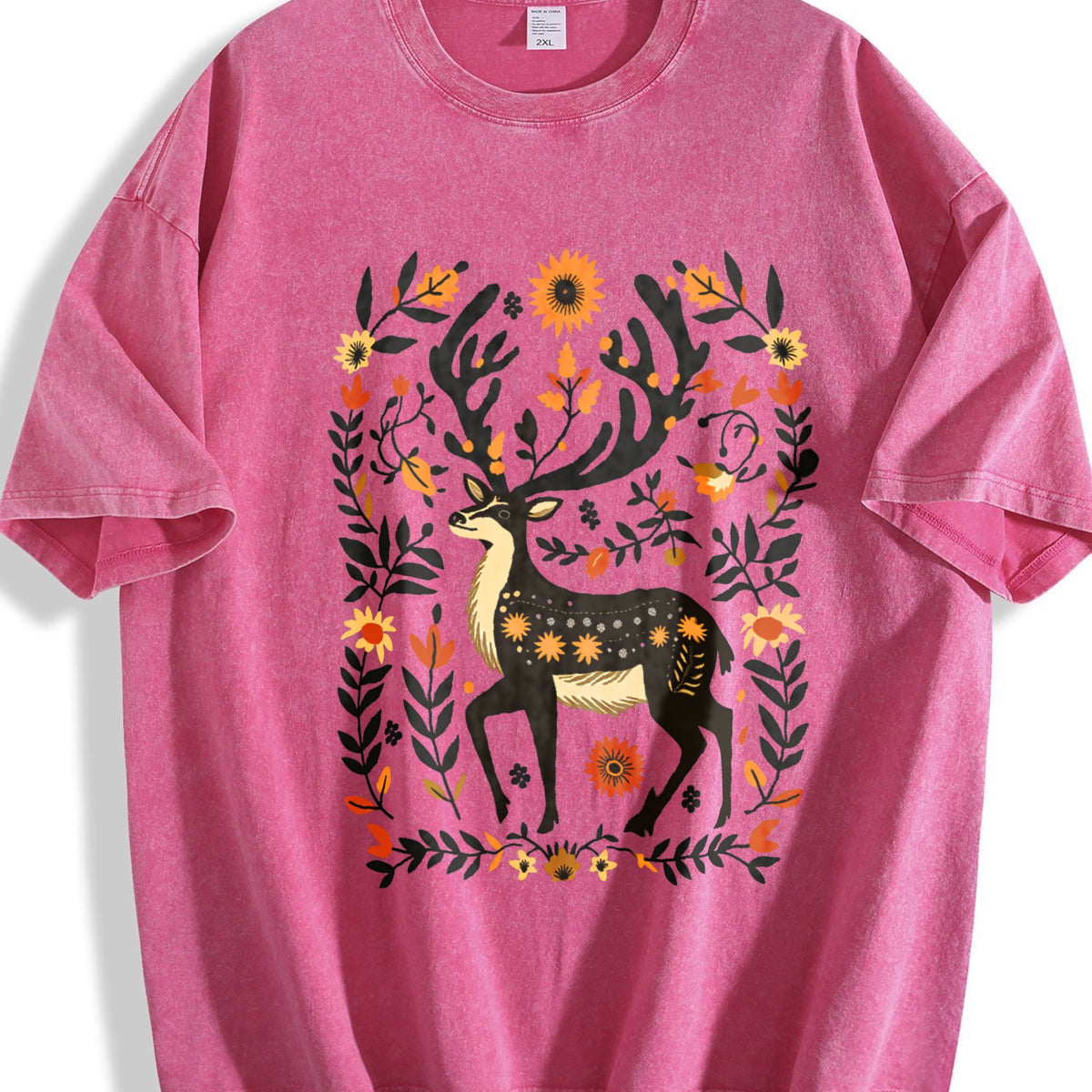 Summer A Bohemian- Floral Moose Vintage Washed T-Shirt product image 7