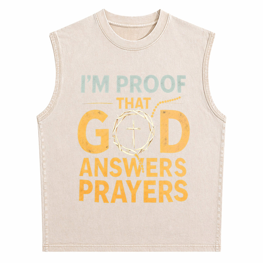 Christian I Am God's Response To Prayer With Crown Men's Washed Tank Top