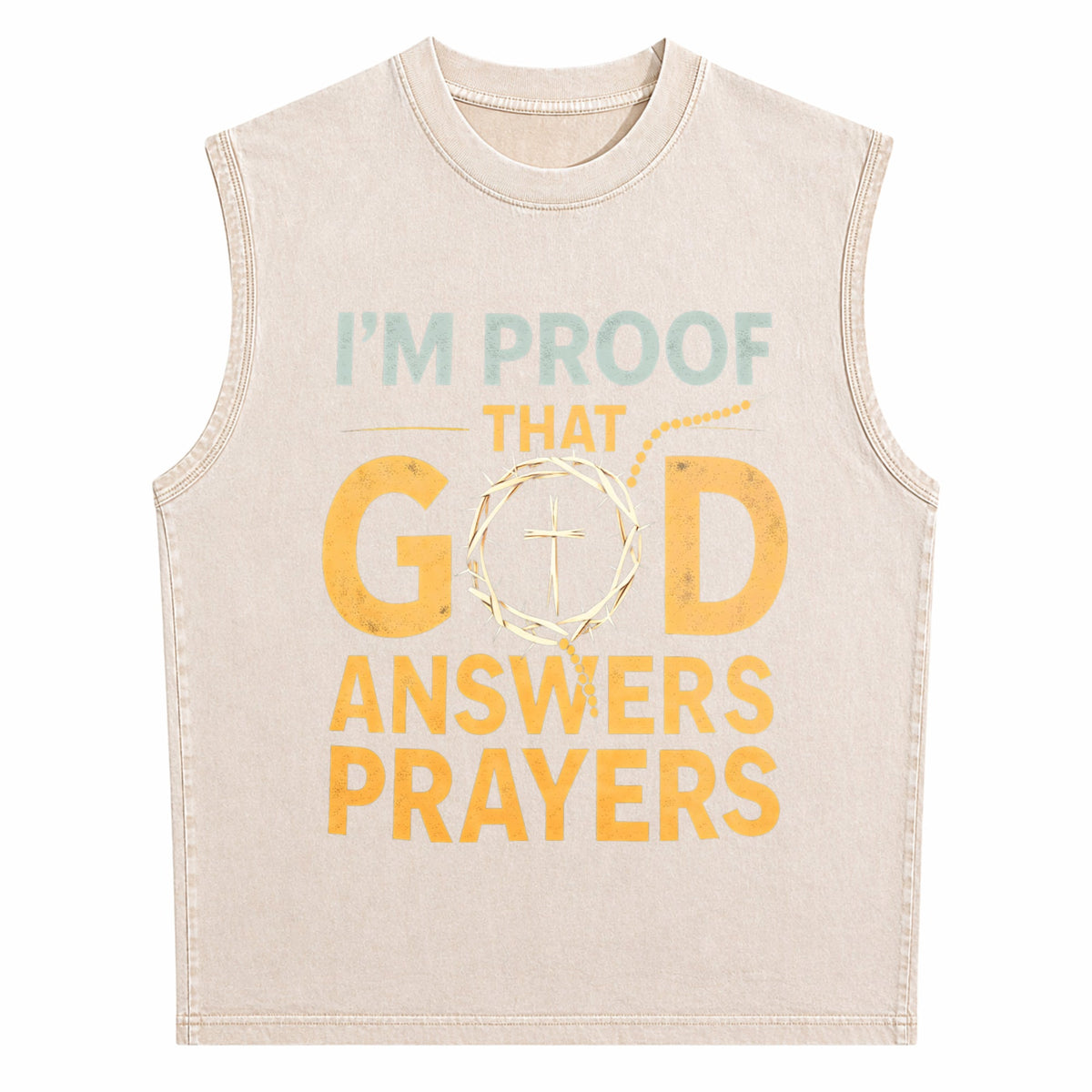 Christian I Am God's Response To Prayer With Crown Men's Washed Tank Top
