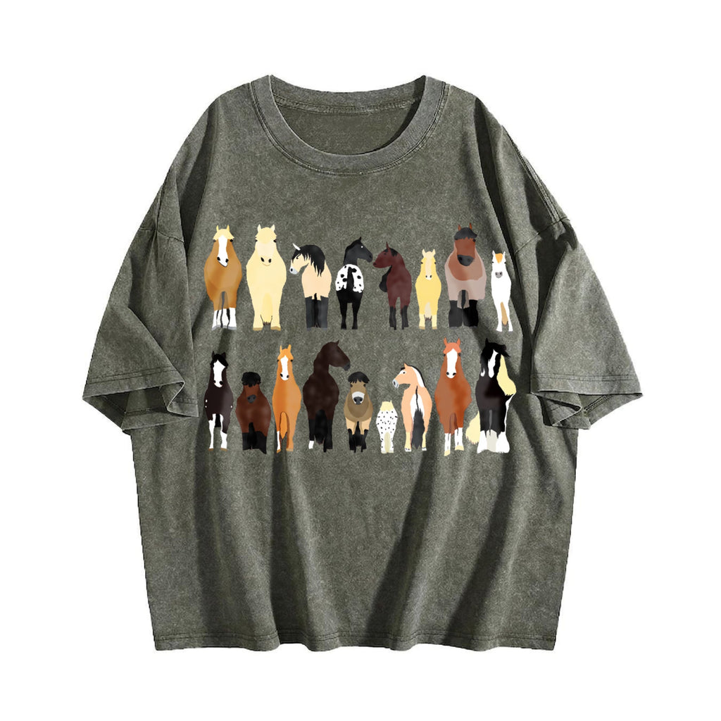 Animal Horse Herd Summer Vintage Washed T-Shirt product image 4