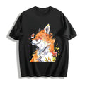 Watercolor Fox And Bird Floral Cotton T-Shirt product image 1