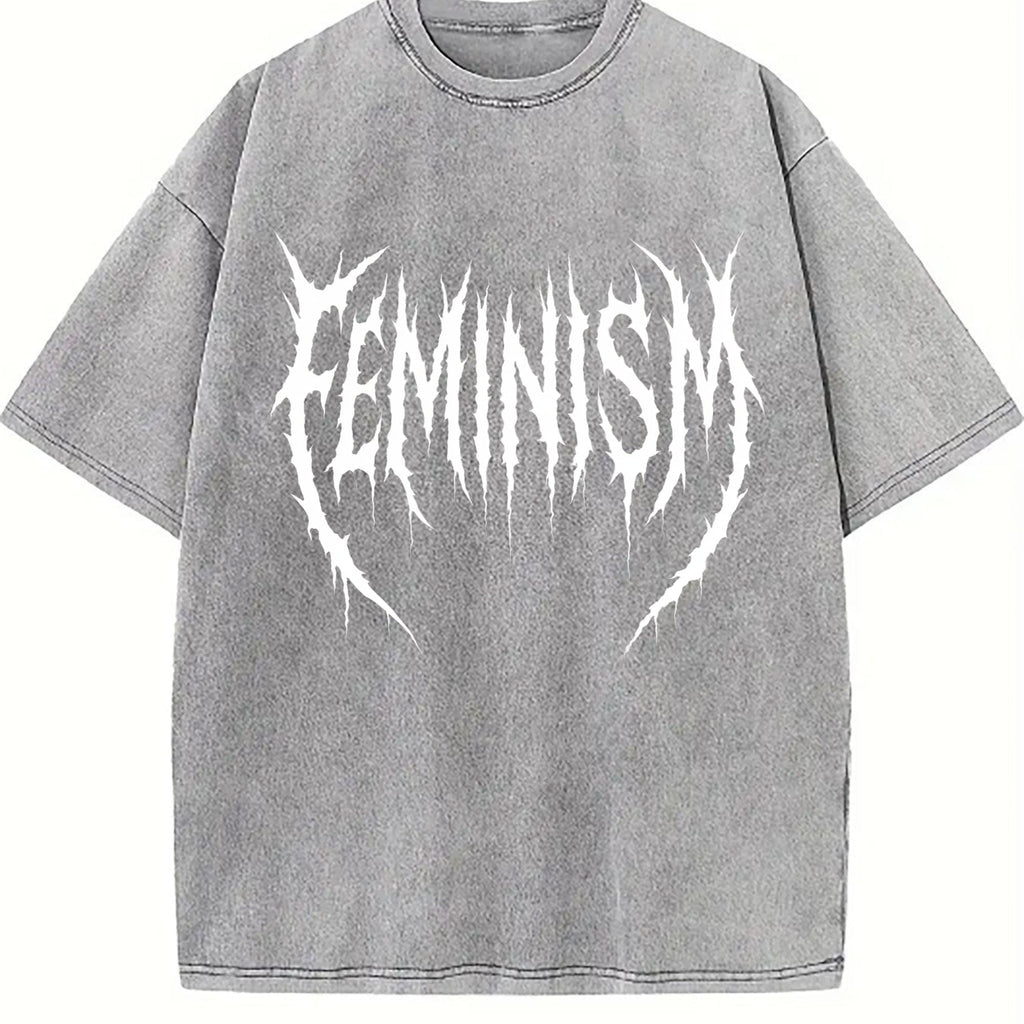 Feminism Gym Pump Cover Vintage Washed T-Shirt product image 5