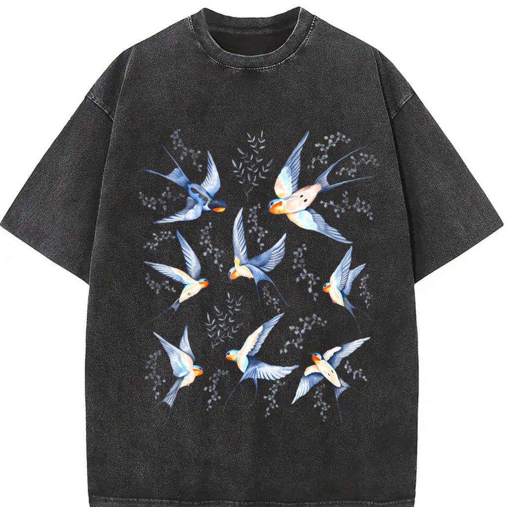 Birds 90s Tattoo Vintage Washed T-Shirt product image 2