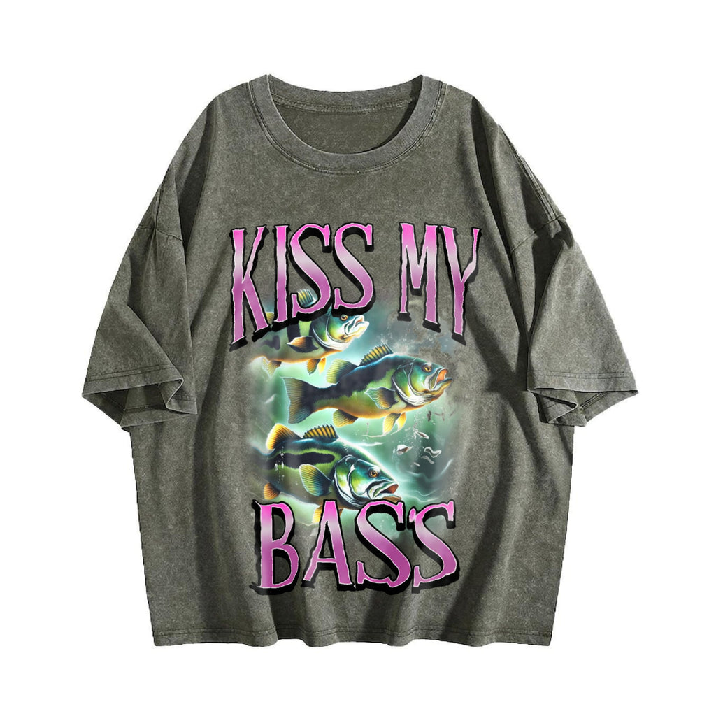 Kiss My Bass Fishing Vintage Washed T-Shirt product image 4