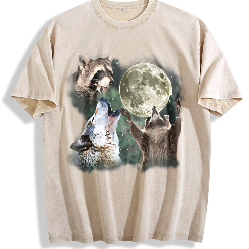 Raccoon And Wolf Vintage Washed T-Shirt product image 1