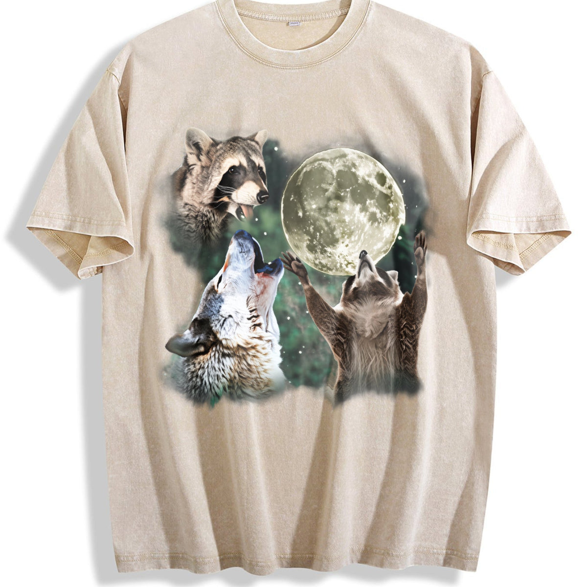 Raccoon And Wolf Vintage Washed T-Shirt product image 1