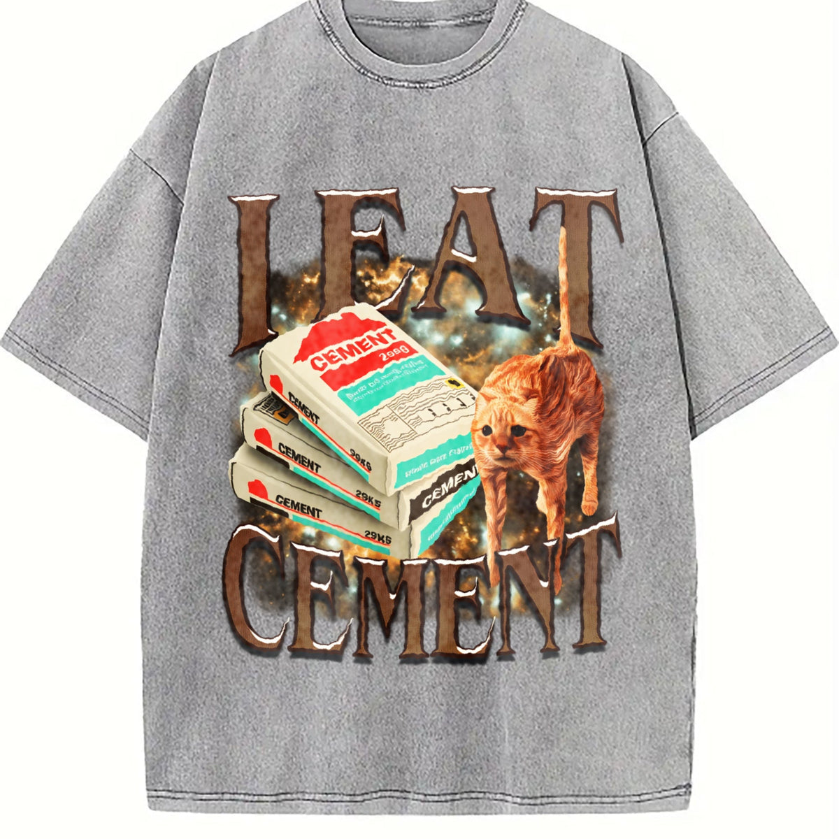 I Eat Cement Funny Cat Meme Vintage Washed T-Shirt product image 5