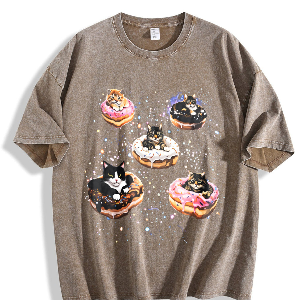 Cat Donut 90s Vintage Washed T-Shirt product image 3