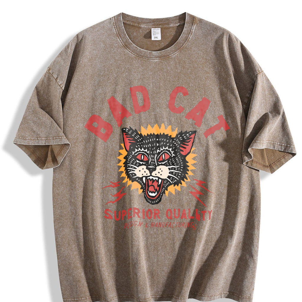 Bad Cat Pure Hip-hop Vintage Washed T-Shirt product image 3