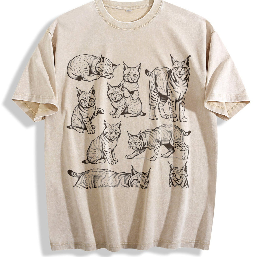Lynx Cat 90s Tattoo Vintage Washed T-Shirt product image 1