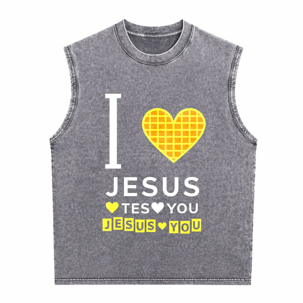 I Love Jesus Jesus Love You Men's Washed Tank Top