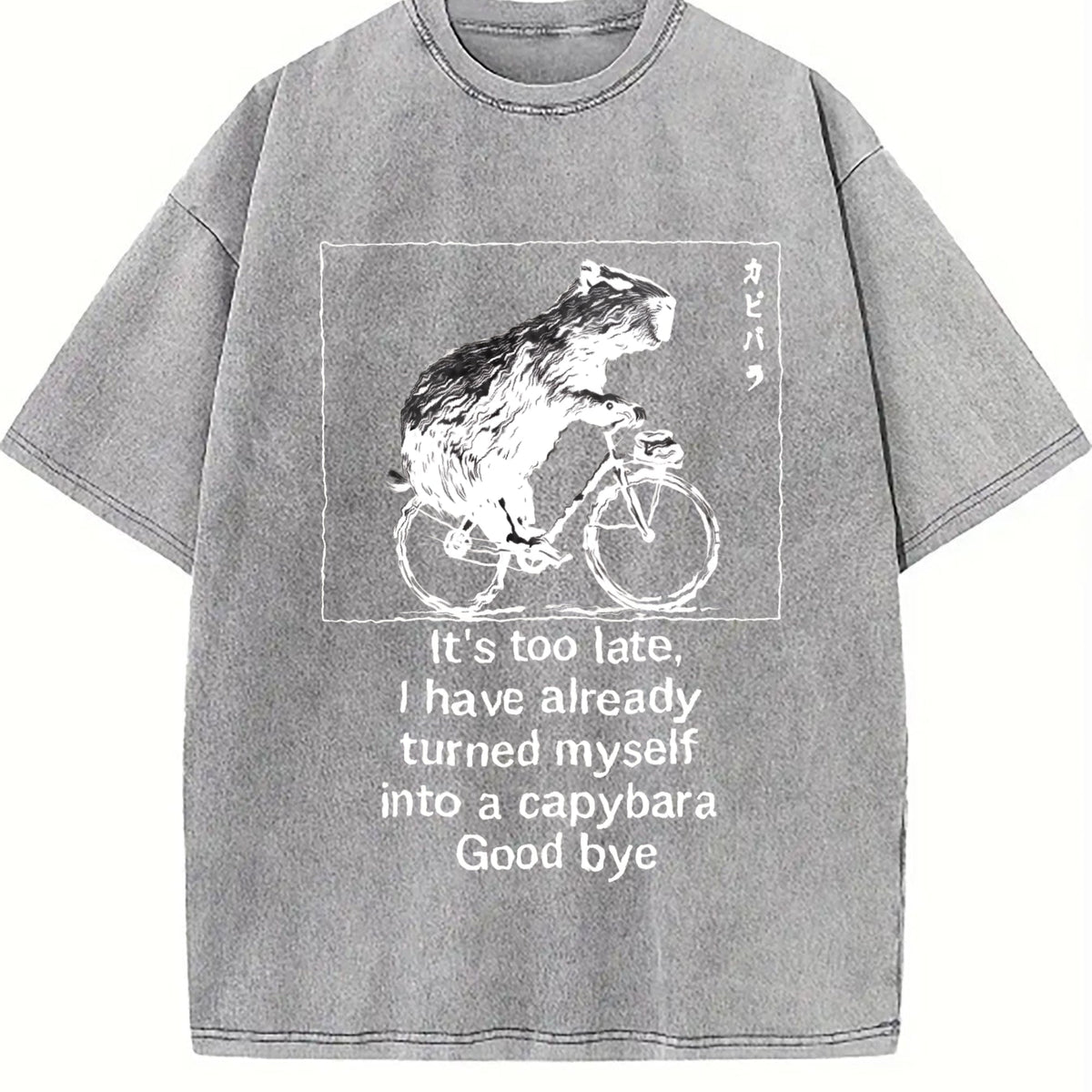 Funny Capybara Riding A Bicycle Vintage Washed T-Shirt product image 4
