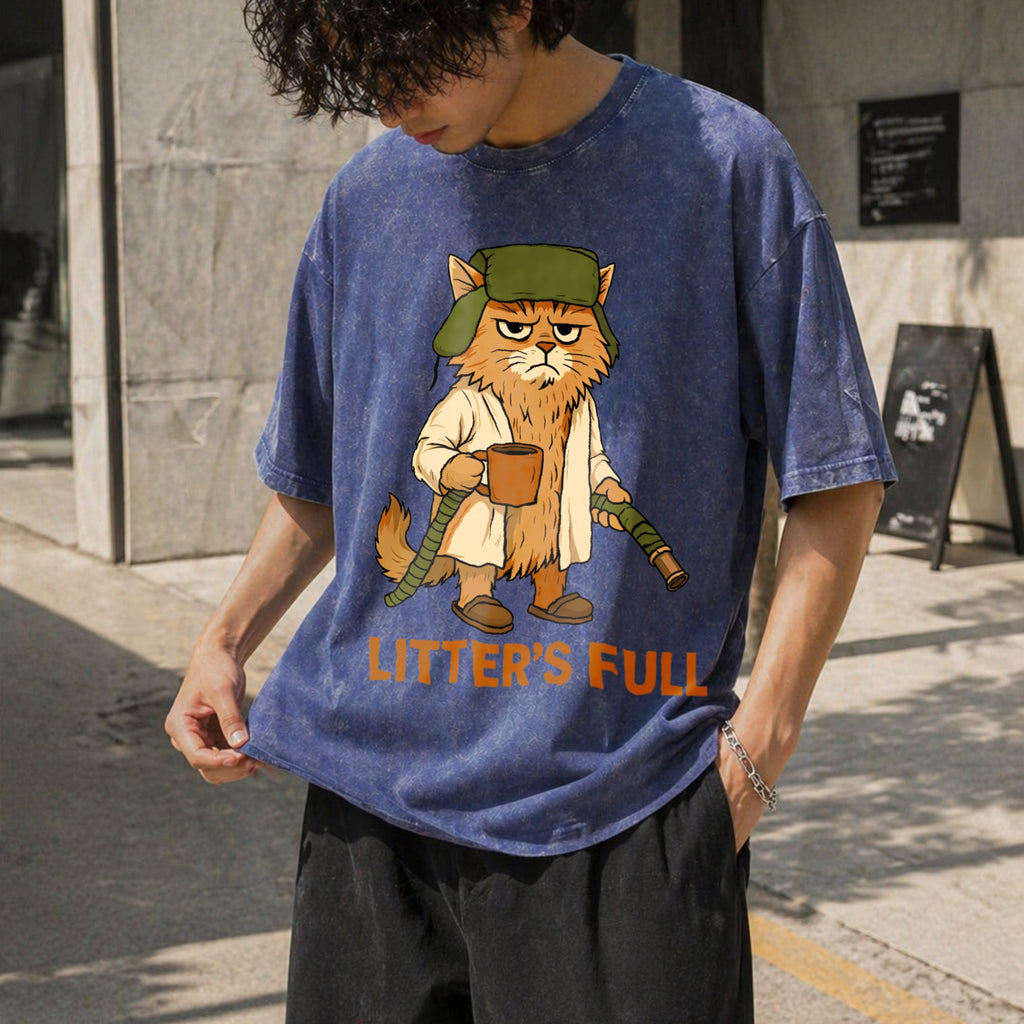 Full Funny Cat Lovers Christmas Xmas Vintage Washed T-Shirt product image 8