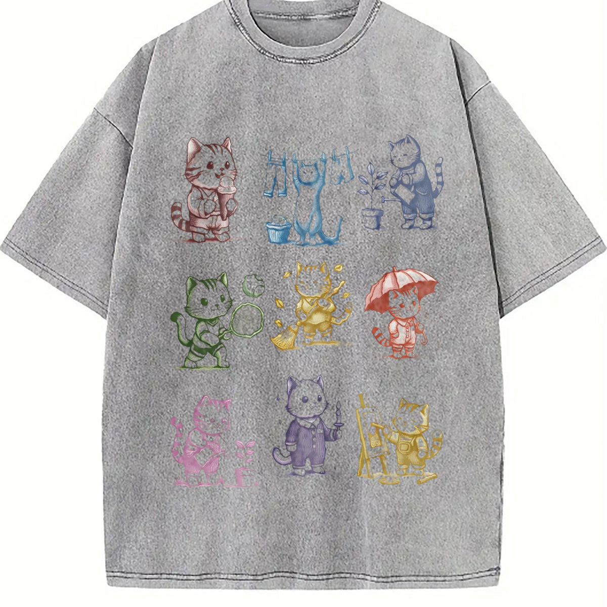 Cat 90s Tattoo Vintage Washed T-Shirt product image 5