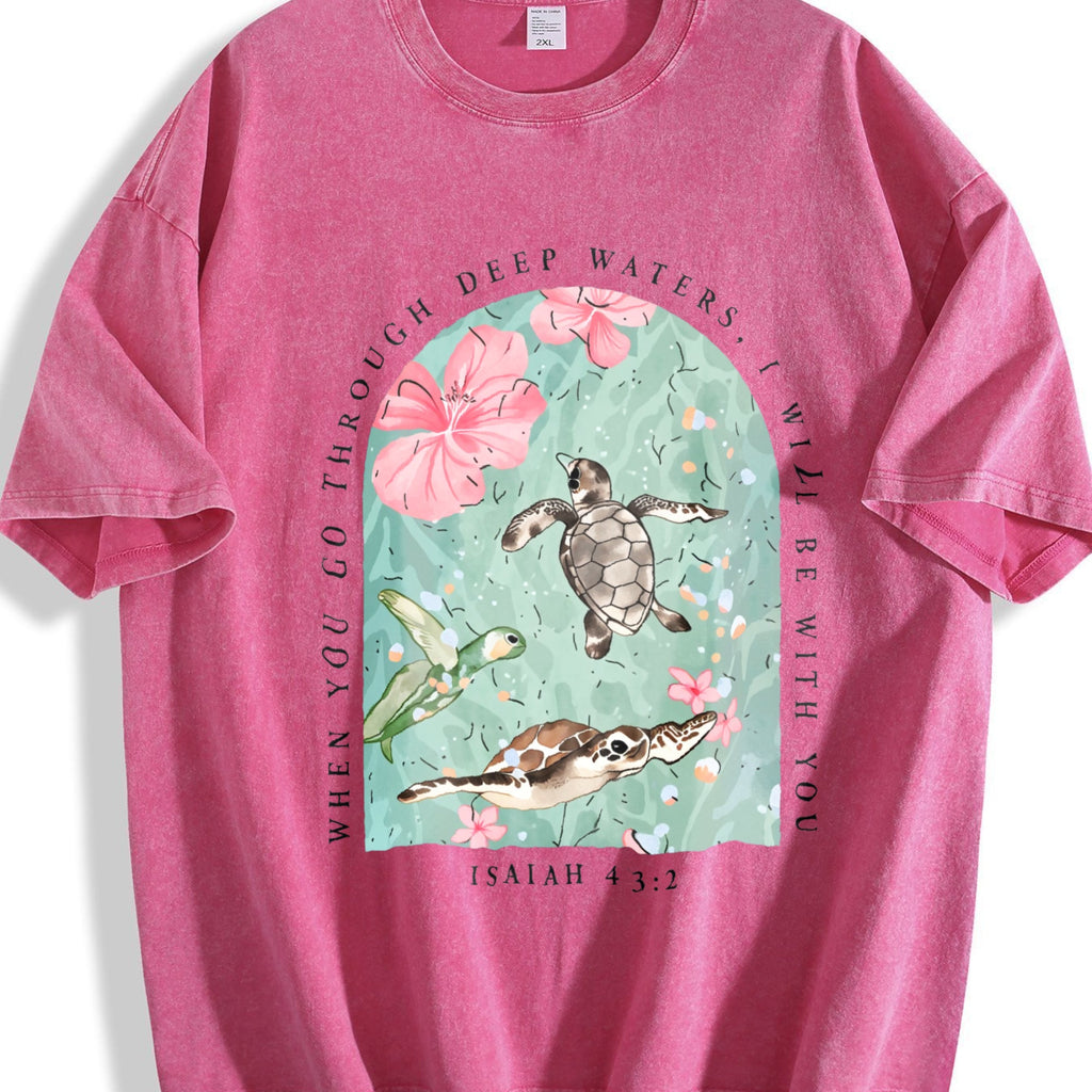 Sea Turtle & Text I Will Be With You Vintage Washed T-Shirt product image 5