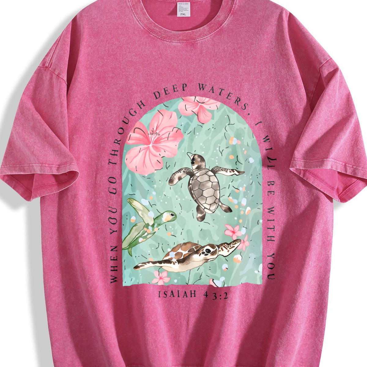 Sea Turtle & Text I Will Be With You Vintage Washed T-Shirt product image 5
