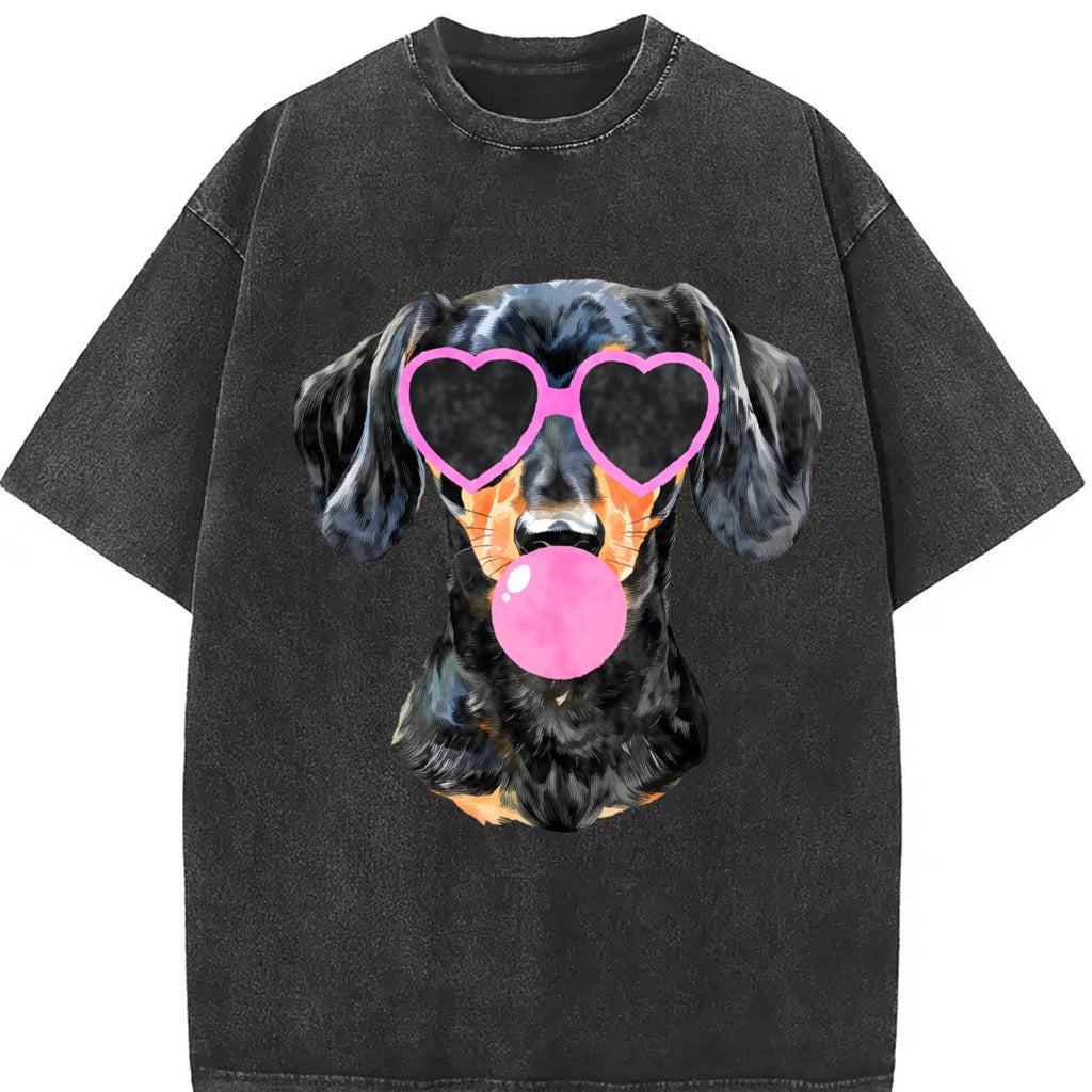 Dachshund Mama Blowing Bubble Vintage Washed T-Shirt product image 2