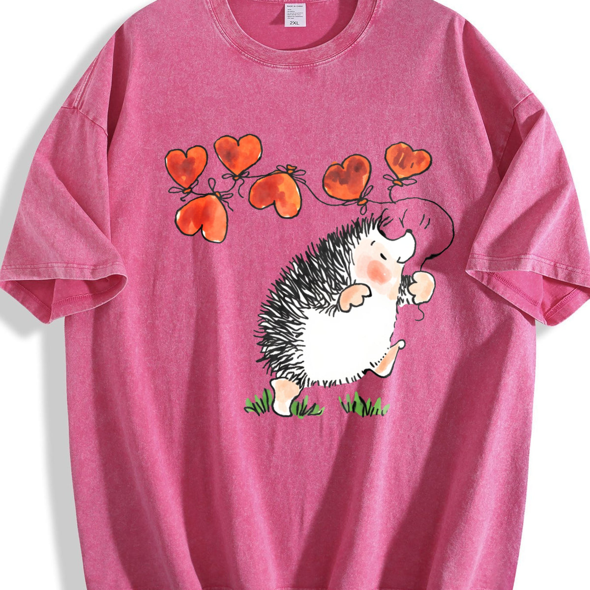 Hedgehog Holding Heart Vintage Washed T-Shirt product image 7