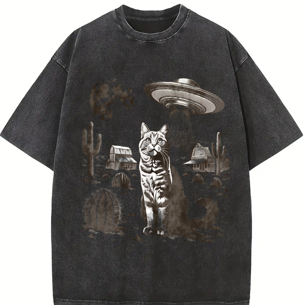 UFO Western Cat Vintage Washed T-Shirt product image 2