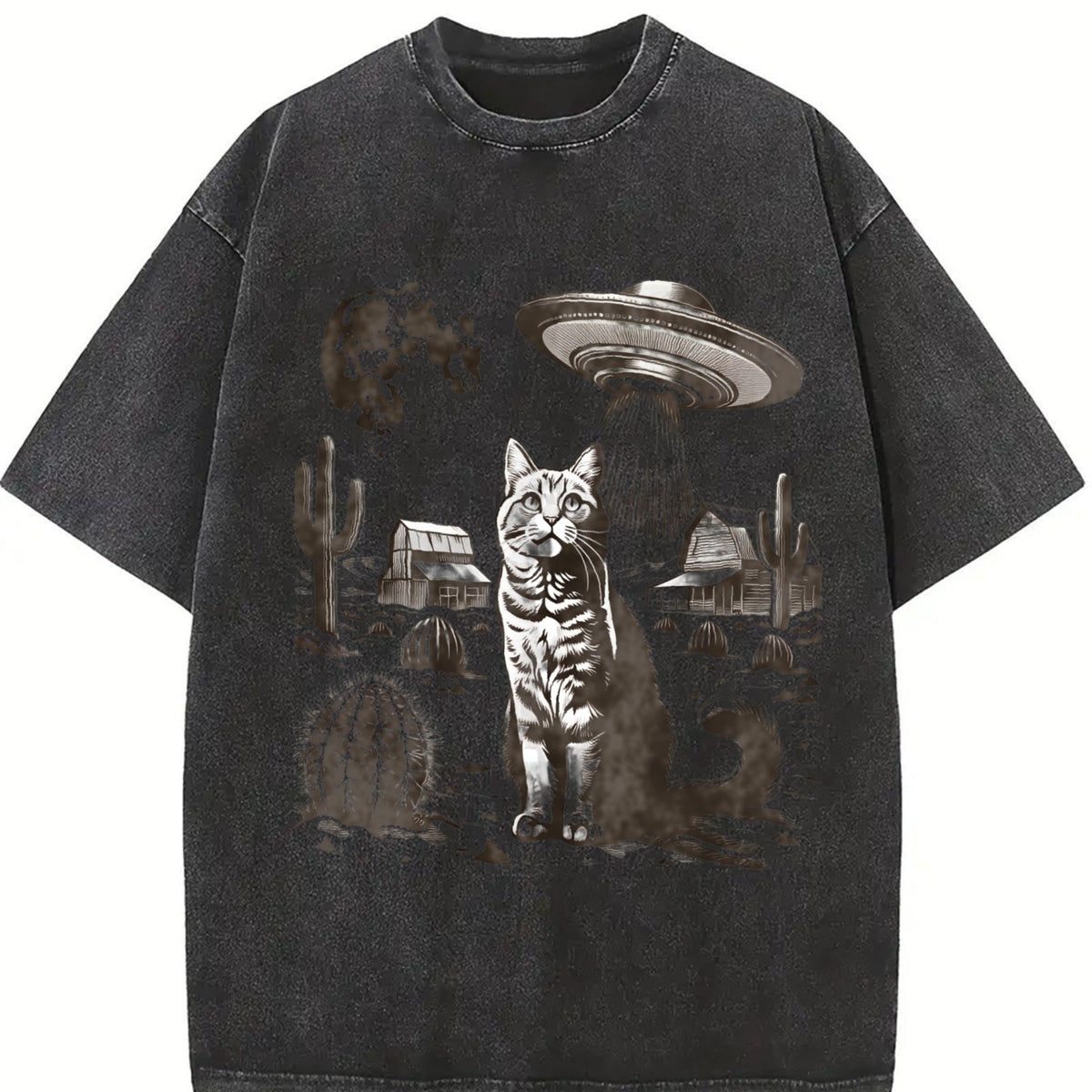 UFO Western Cat Vintage Washed T-Shirt product image 2