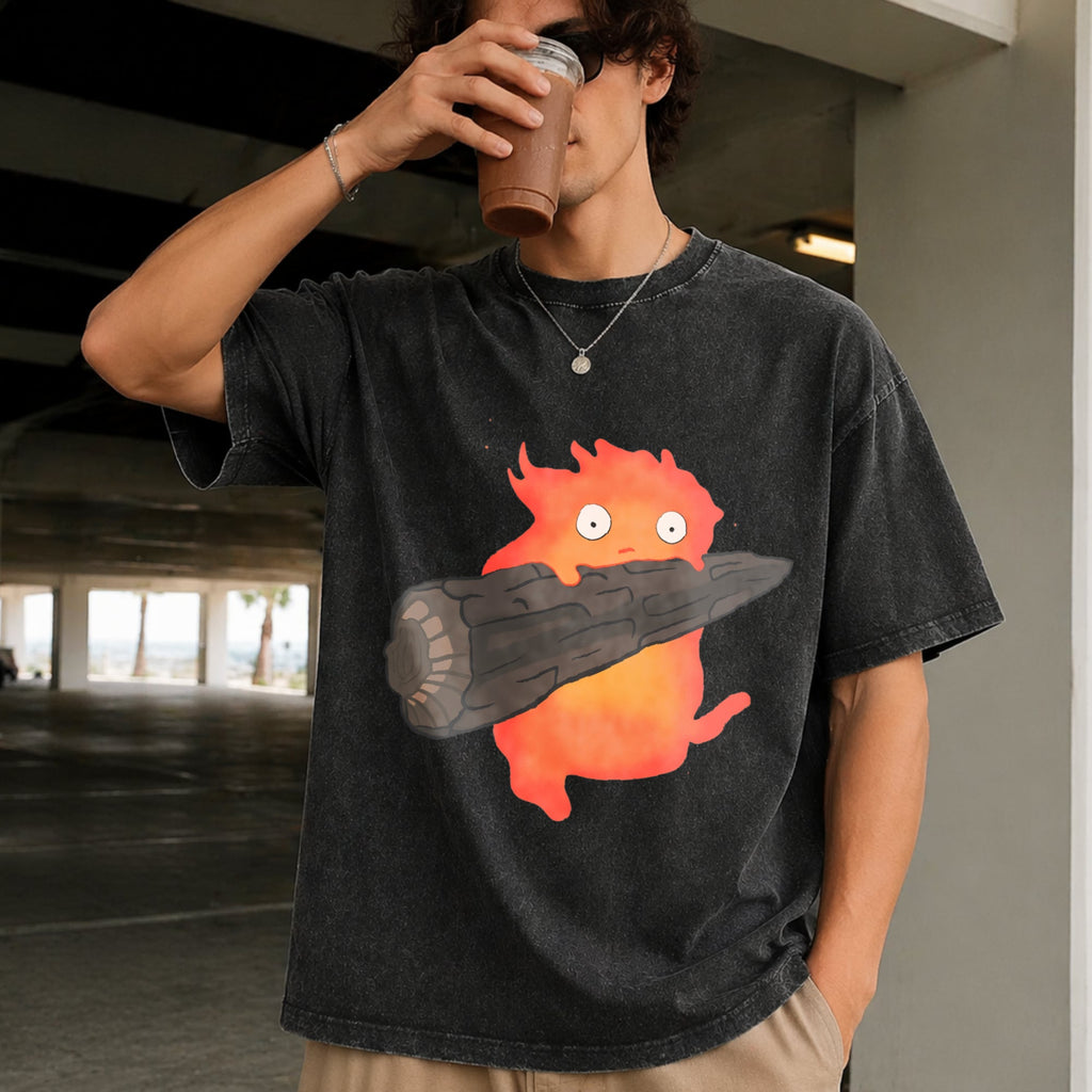 Calcifer's Howl's Moving Castle Vintage Washed T-Shirt product image 2