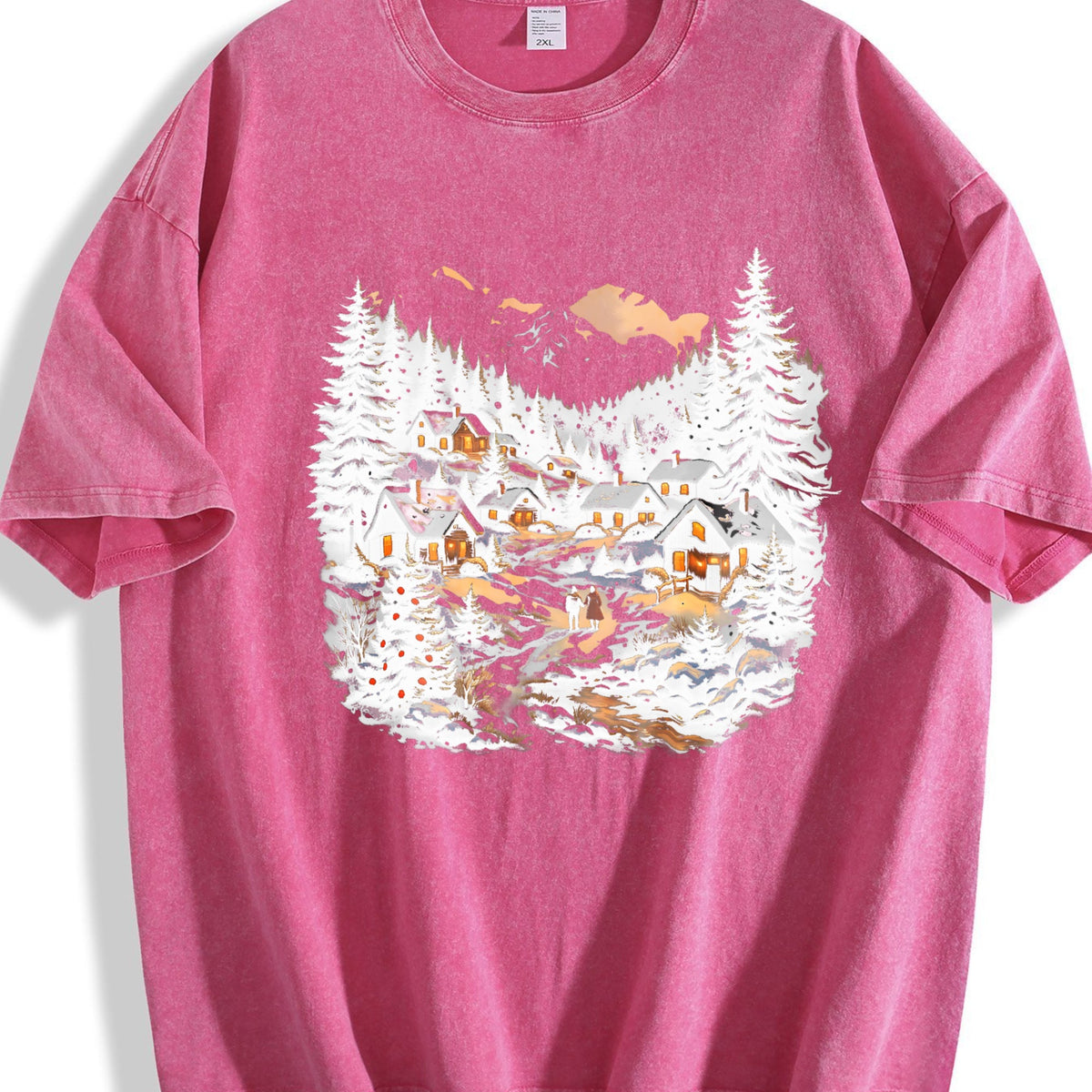 Christmas Winter Village Vintage Washed T-Shirt product image 7