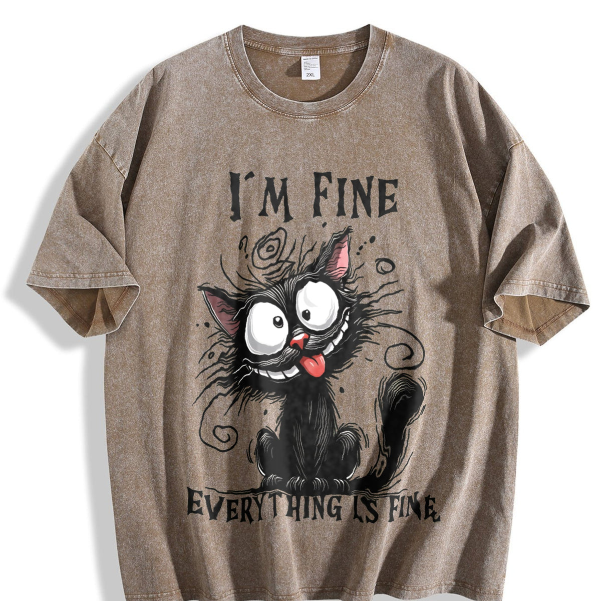 Animal Letter Cat Fine Summer Vintage Washed T-Shirt product image 3