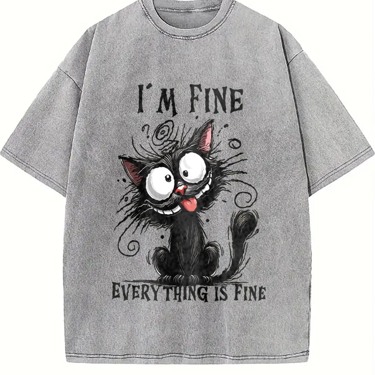 Animal Letter Cat Fine Summer Vintage Washed T-Shirt product image 5