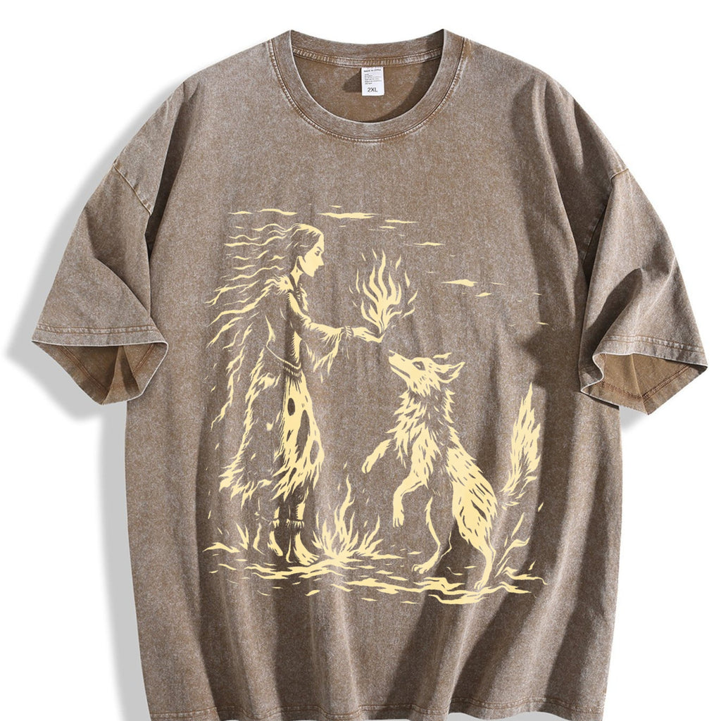 American Native Wolf Vintage Washed T-Shirt product image 3