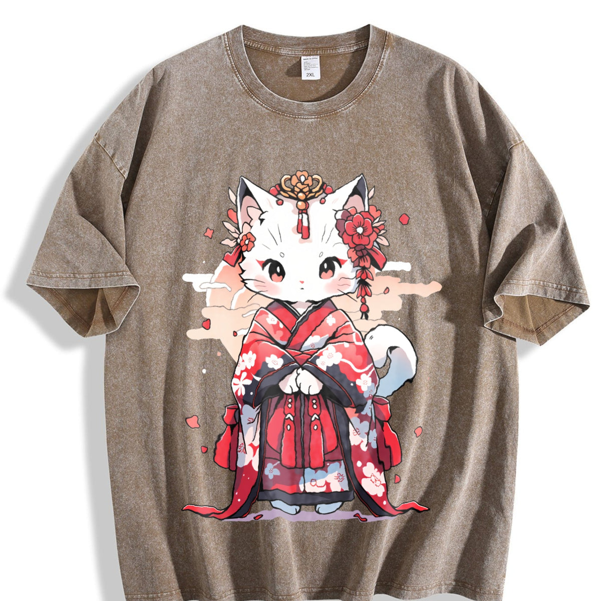Animal Series : Cat In A Kimono Vintage Washed T-Shirt product image 3