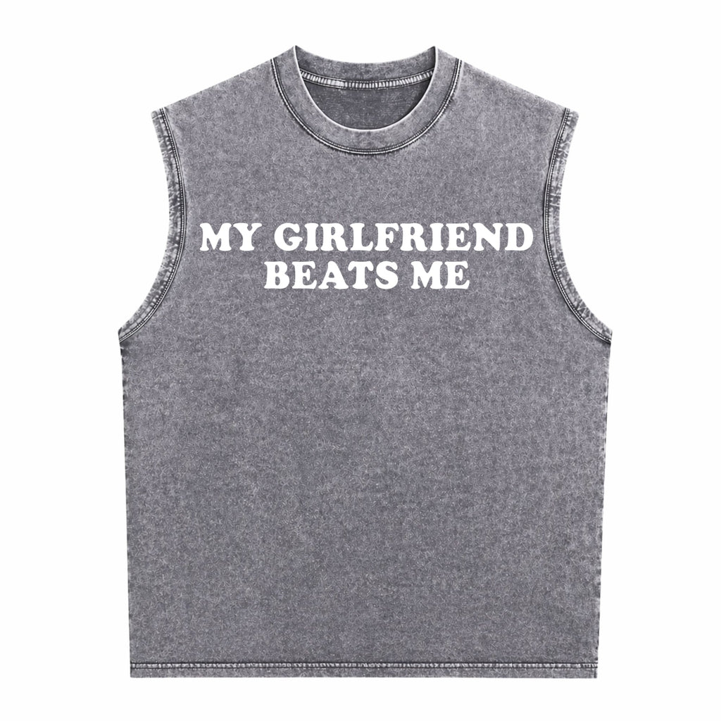 Humorous Relationship T - My Beats Me For Trending Men's Washed Tank Top