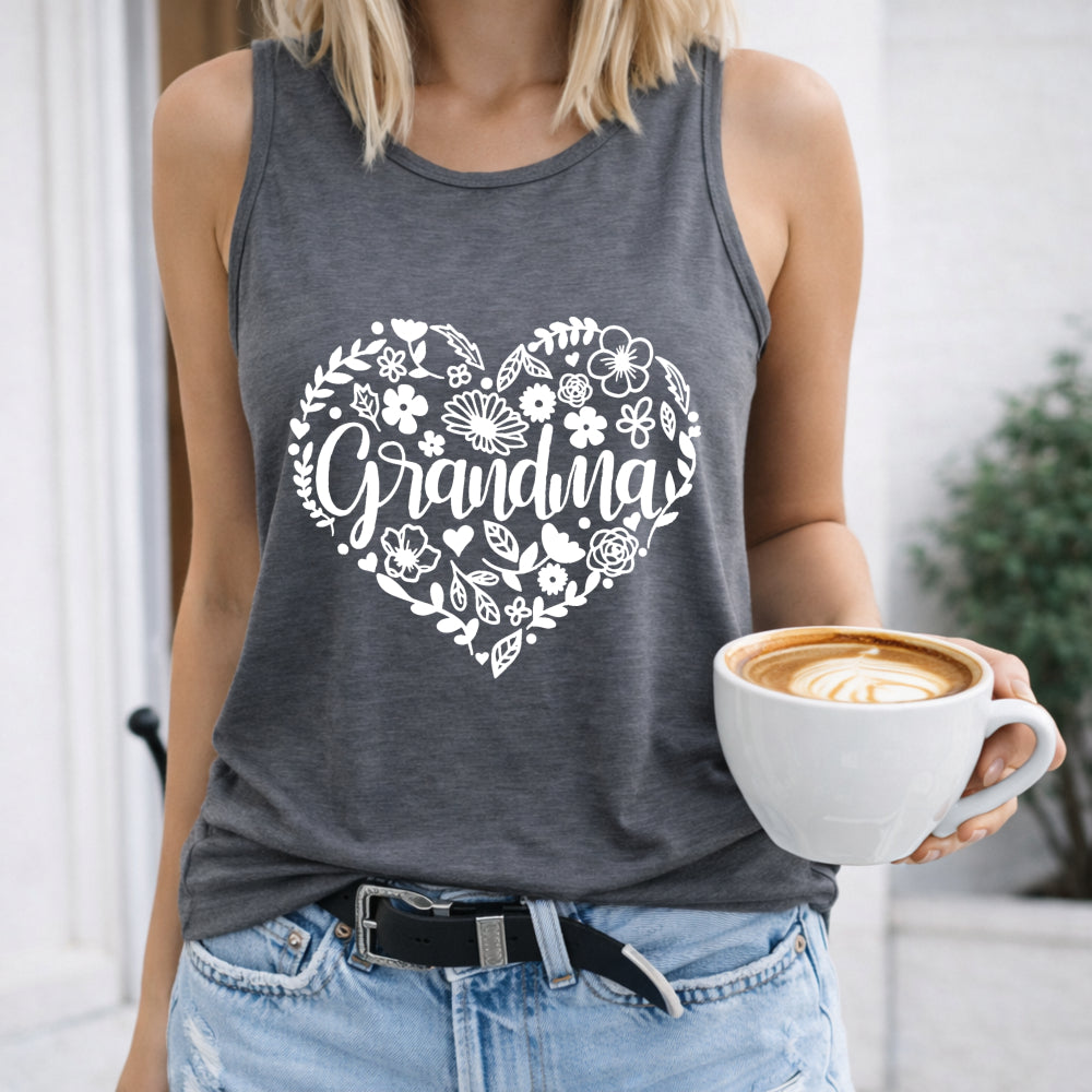 Mother's Day Grandma Floral Heart - Vibrant Red Women's Tank Top