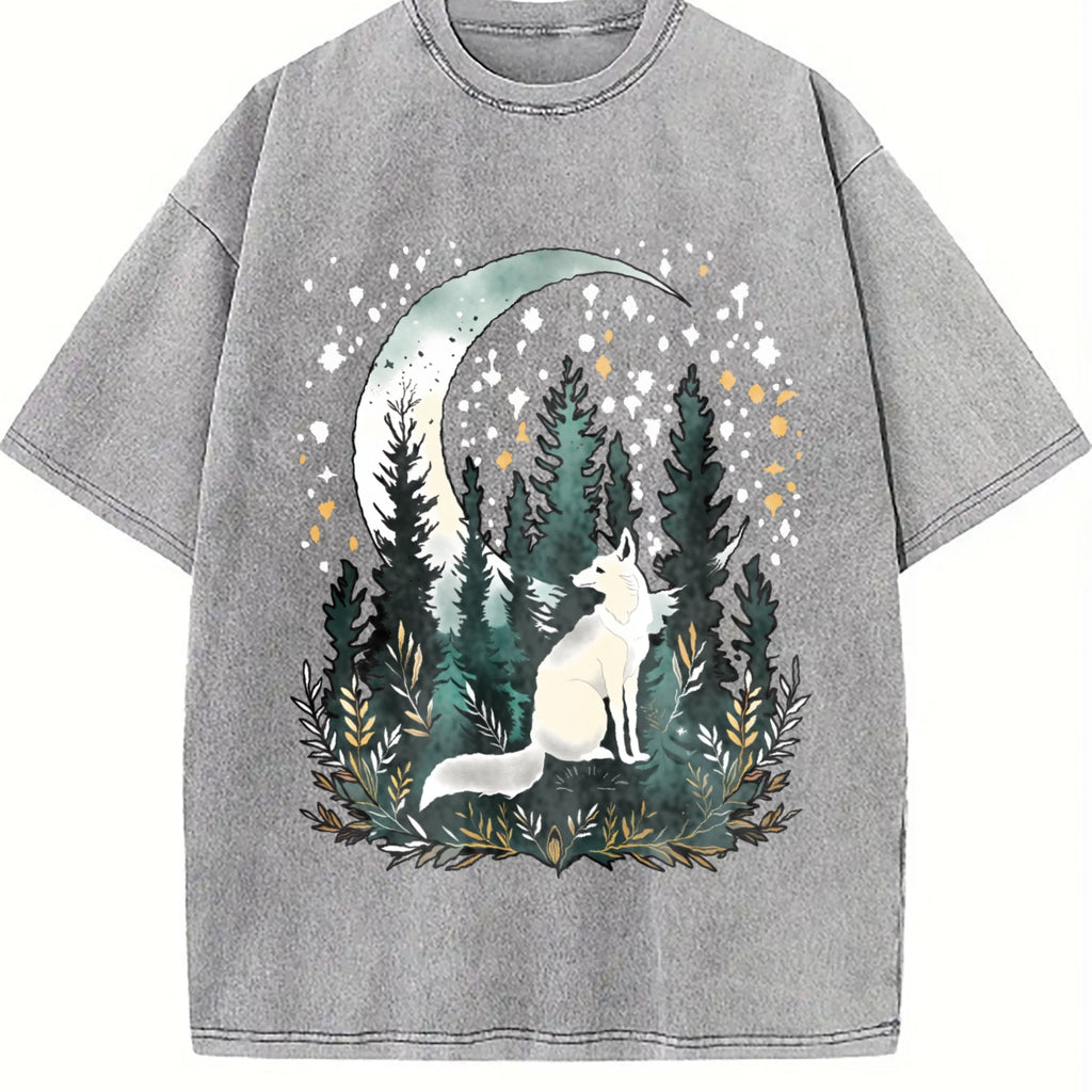 Bohemian Night Fox & Pine Forest - Stretch Vintage Washed product image 5