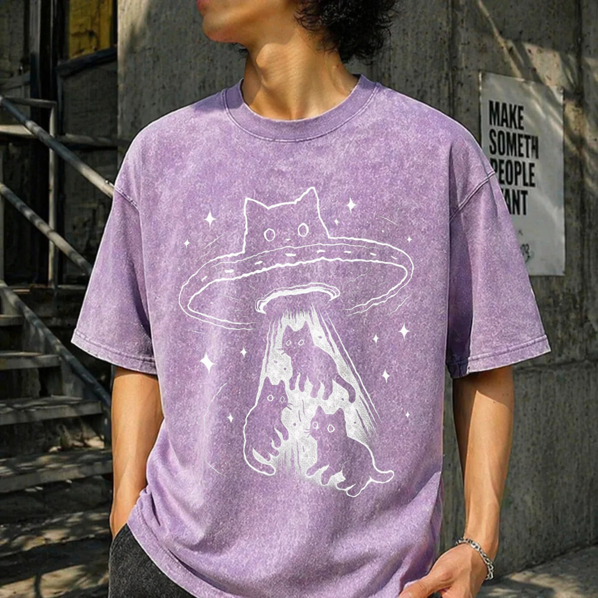 Funny Cat UFO Cute Kitty Space Spaceship Alien Vintage product image 6