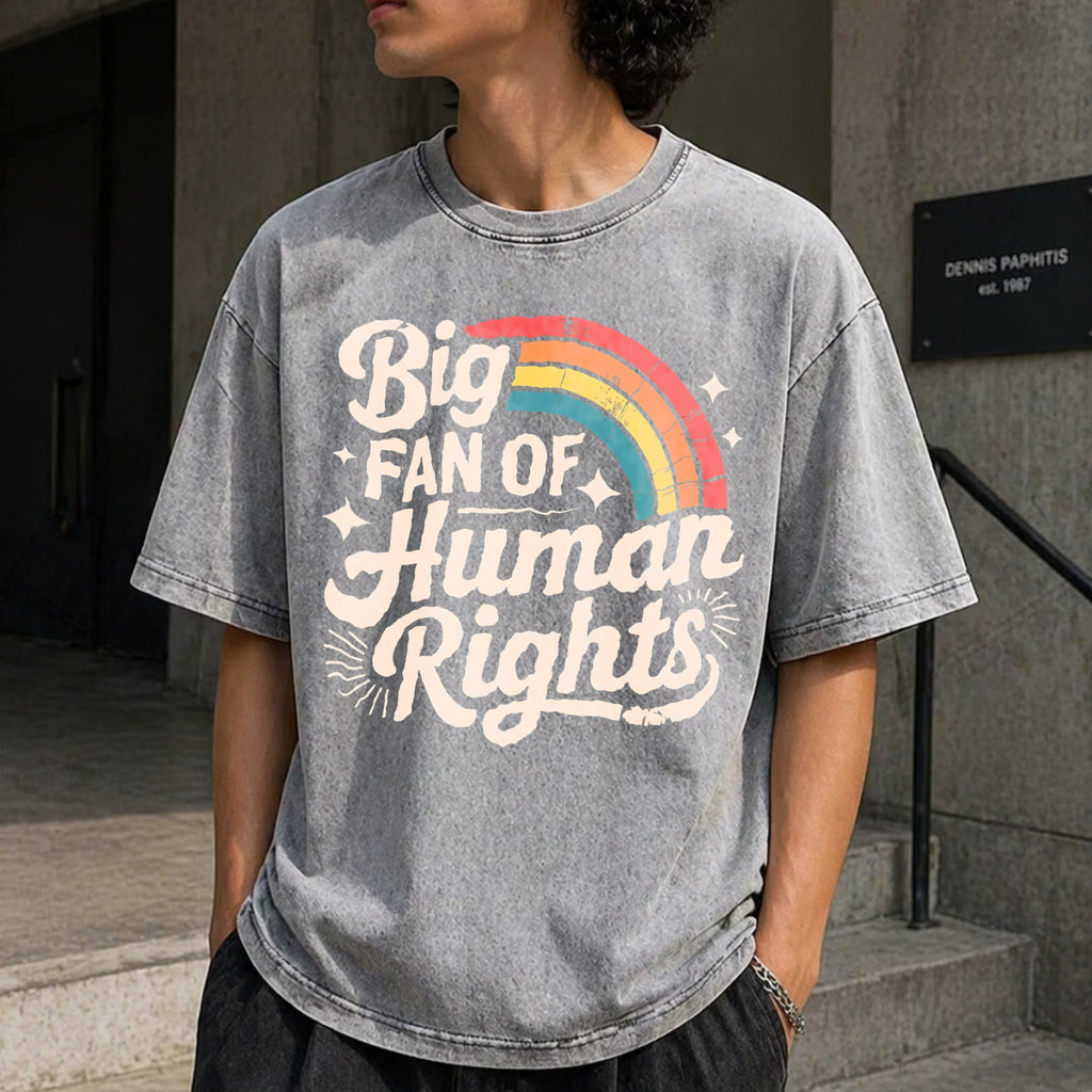 Big Fan Of Human Rights - Rainbow Vintage Washed T-Shirt product image 5