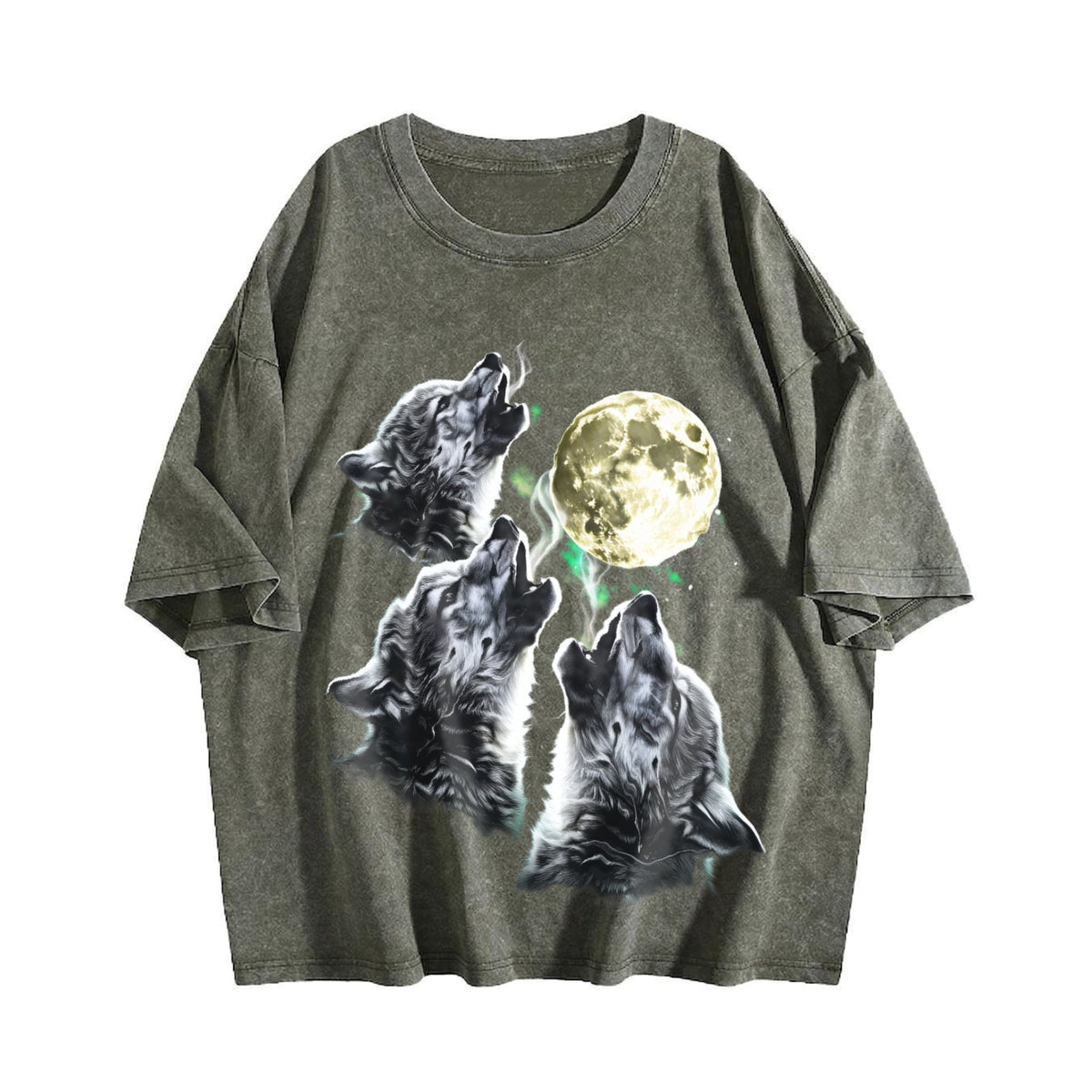Baby Wolf Howling To Moon 90s Vintage Washed T-Shirt product image 4