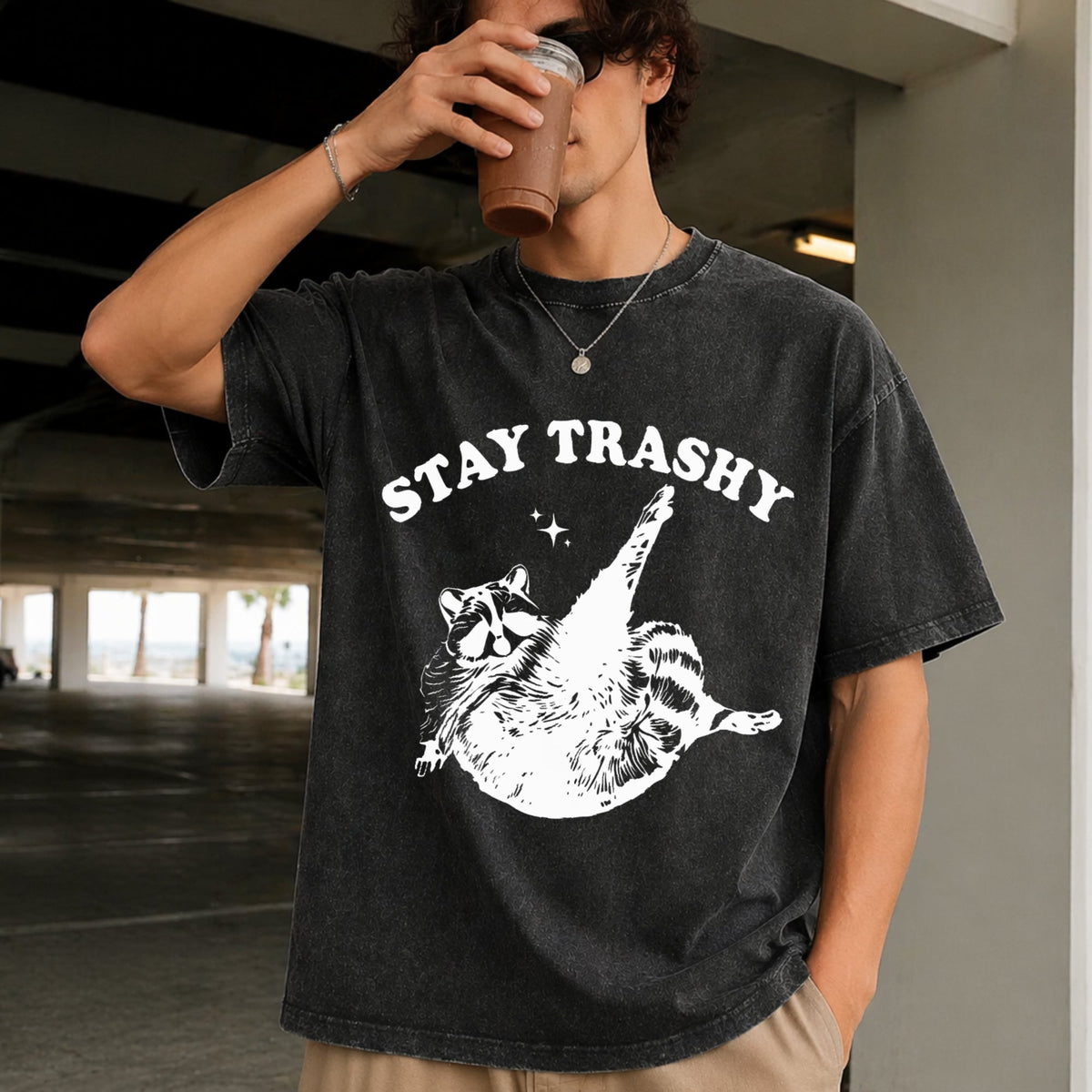 Stay Trashy Raccoon Vintage Washed T-Shirt product image 2