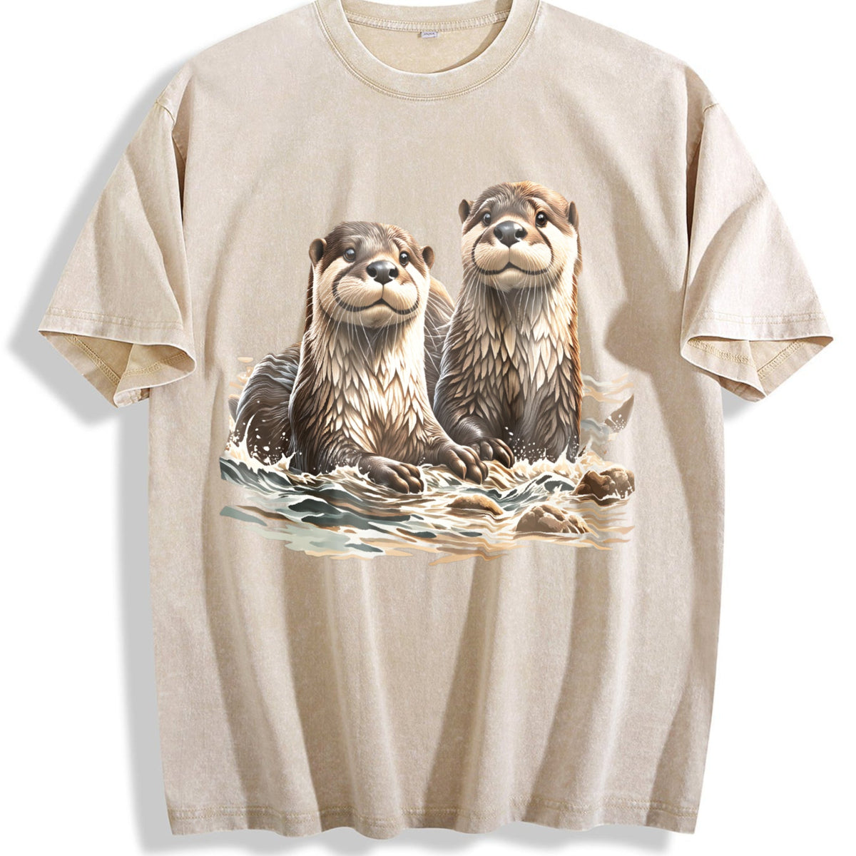 Two River Otters Wilderness 90s Vintage Washed T-Shirt product image 1