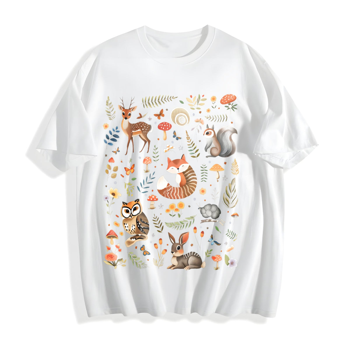 Forest Animals And Flowers Cotton T-Shirt product image 2