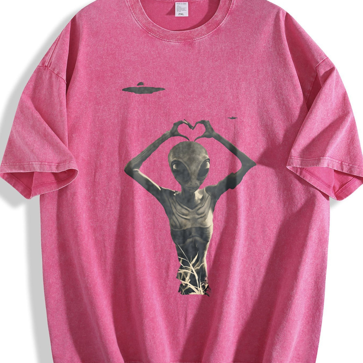 Alien Heart Hands UFO Vintage Washed T-Shirt product image 5
