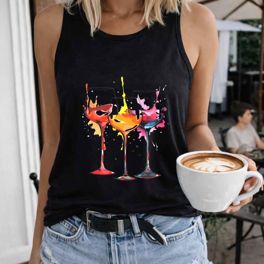 Vibrant Wine Glass Splash Women's Tank Top