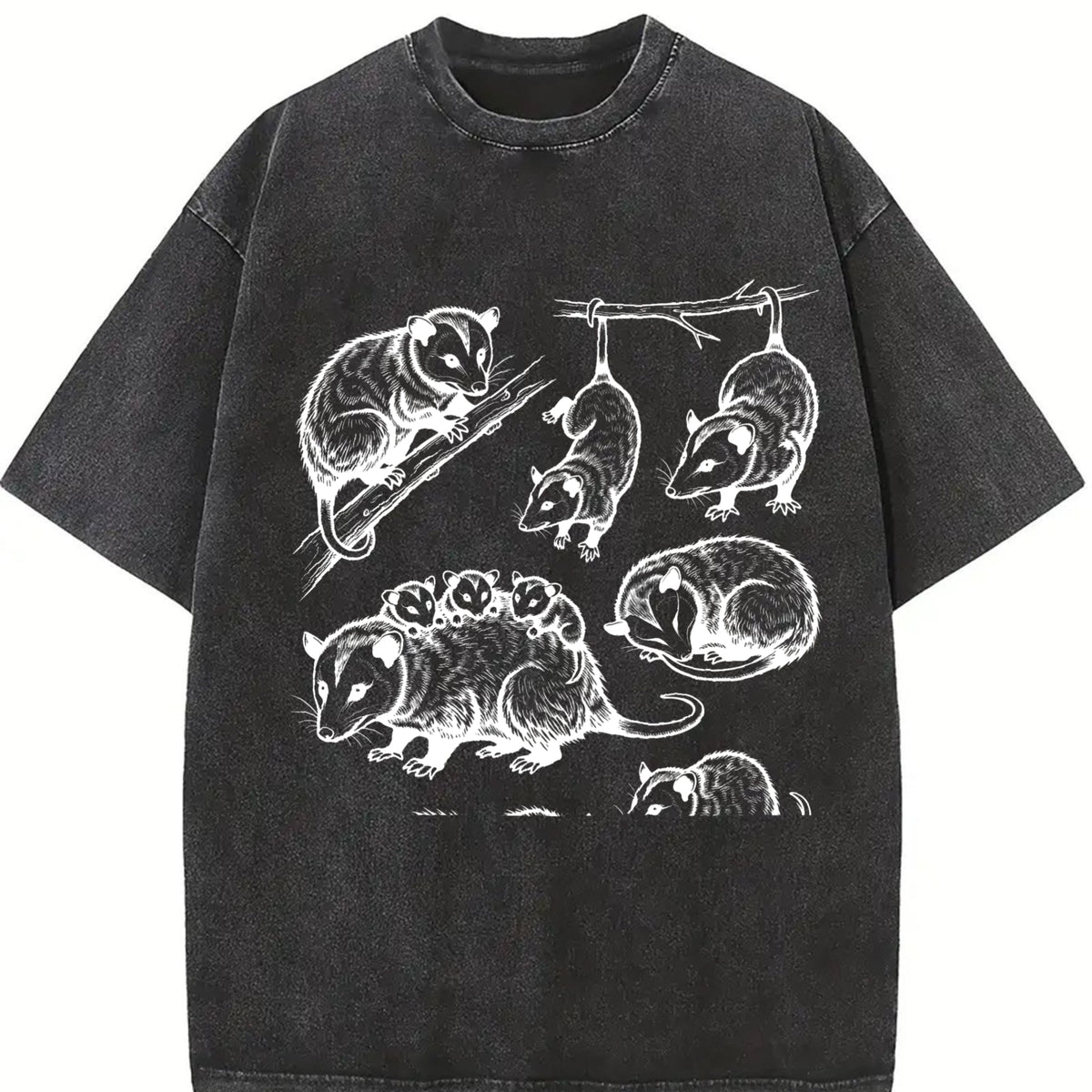 Opossum 90s Tattoo Vintage Washed T-Shirt product image 2