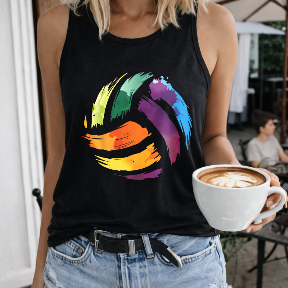 Rainbow Brushstroke Circle Women's Tank Top
