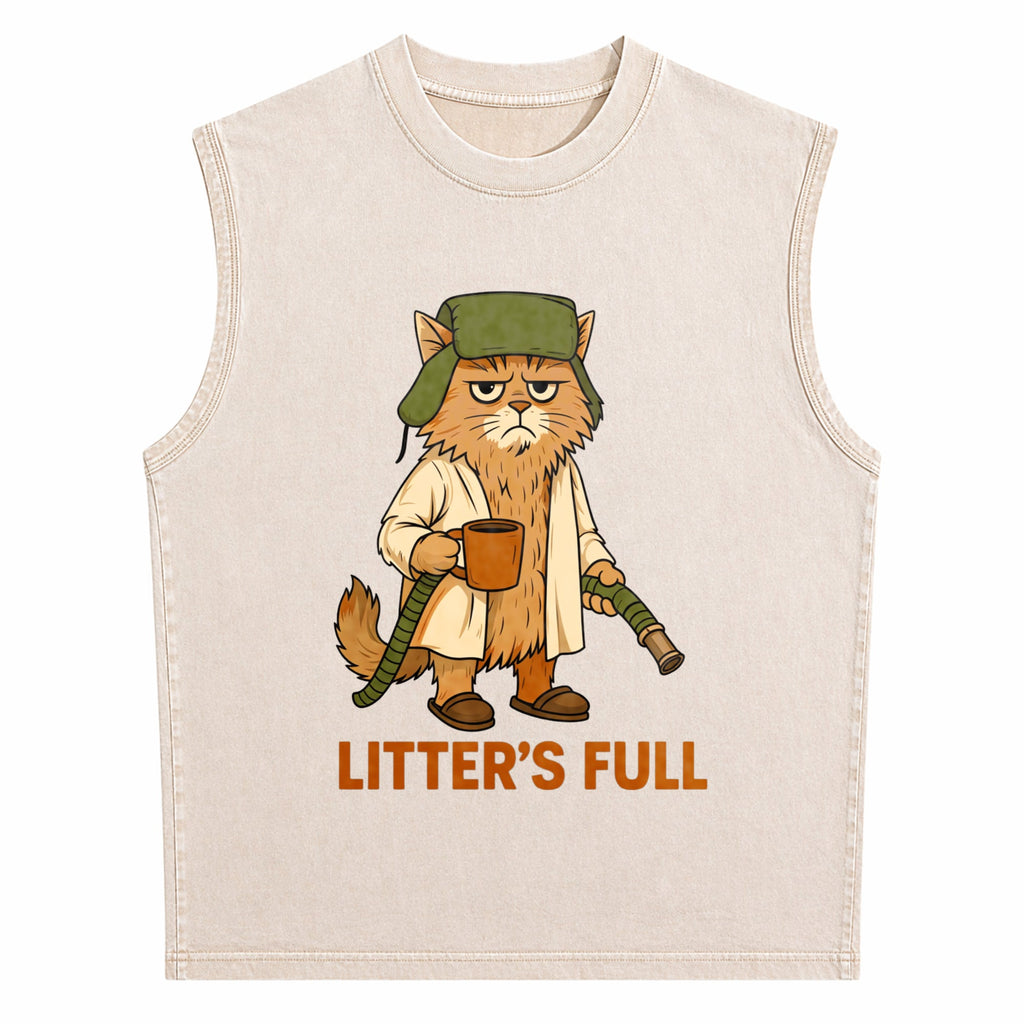 Full Funny Cat Lovers Christmas Xmas Men's Washed Tank Top