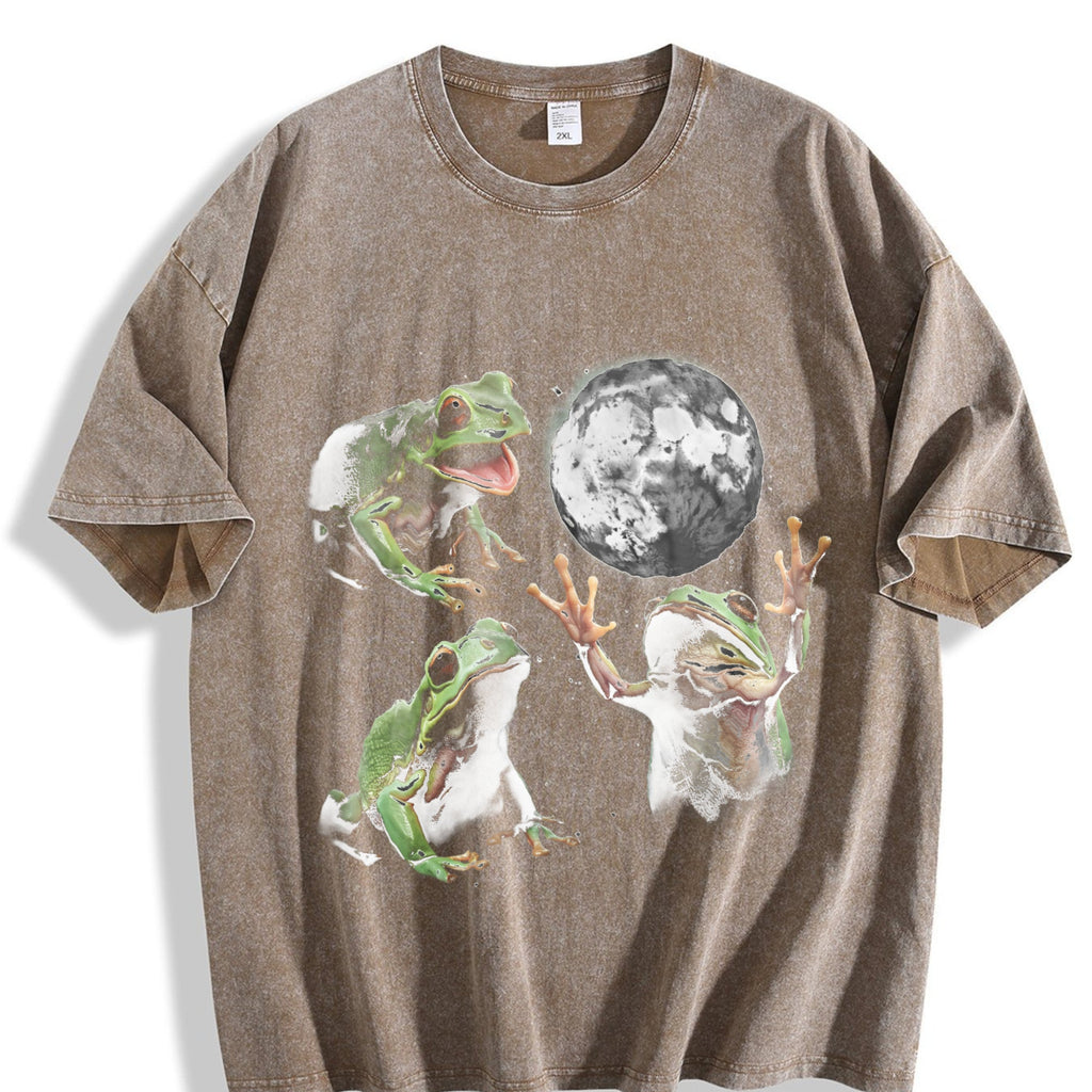 Frog Howling At Moon 90s Vintage Washed T-Shirt product image 3
