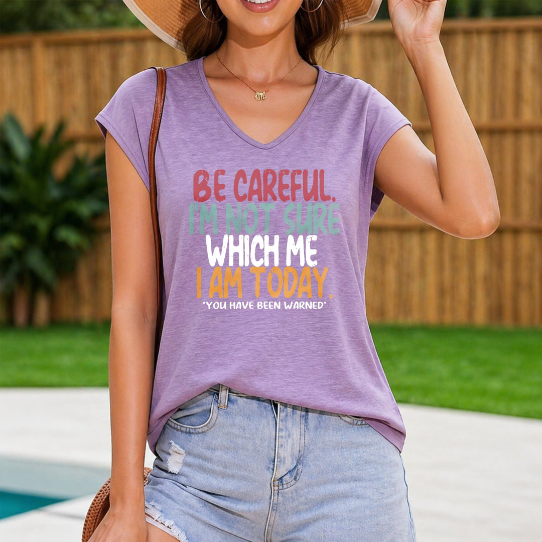 Funny Slogan Black Svel With Be Careful I'm Not Sure Women's V-Neck Tank Top