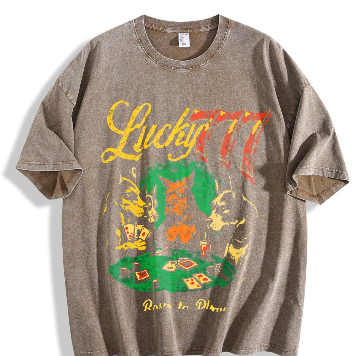 Lucky 777 Poker Dog Vintage Washed T-Shirt product image 3