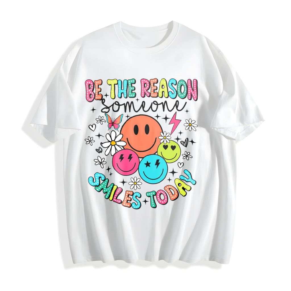 Smile Face & Flower Cotton T-Shirt product image 2